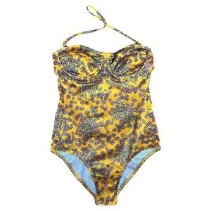 Billabong Sunshine Yellow Floral One piece Swimsuit Size Small